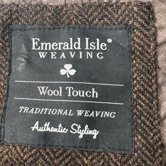 Emerald Isle Weaving Mens Wool Tweed Herringbone Waistcoat Vest Sz 48 Brown - Picture 5 of 6